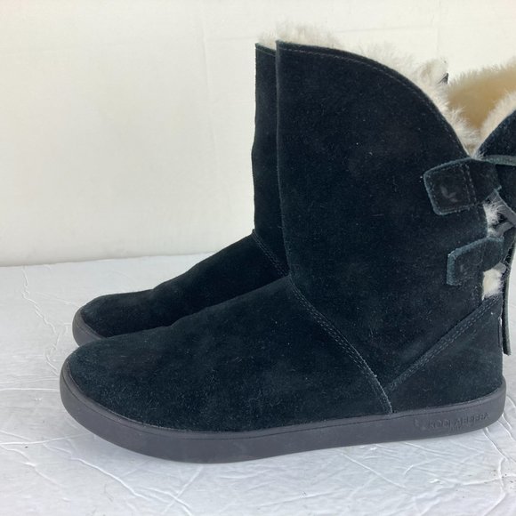 Koolaburra By UGG Womens Sz 6 Shazi Black Suede Shearling Mid Calf Boots - Picture 4 of 14